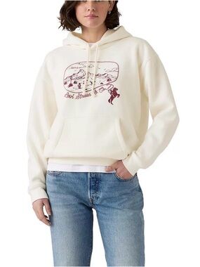 Levi's Cream Hoodie with Maroon Graphic